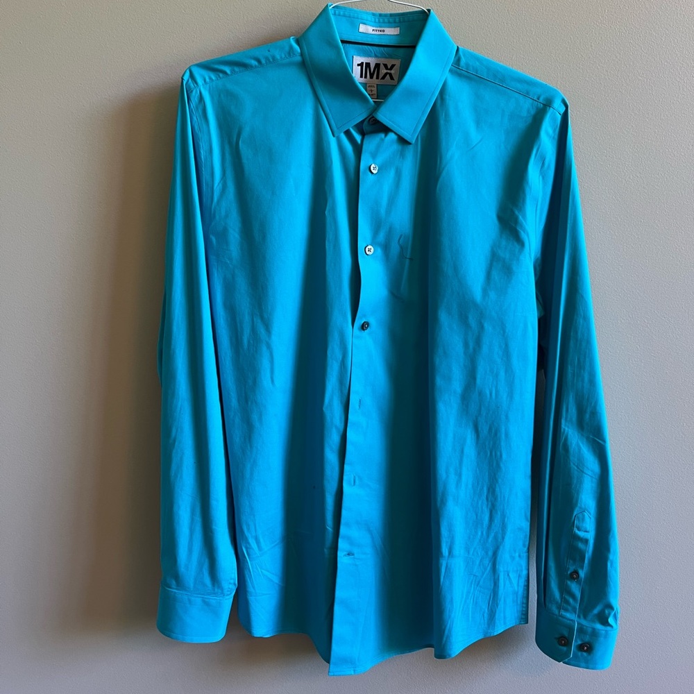 EXPRESS 1MX DRESS SHIRT size large teal
